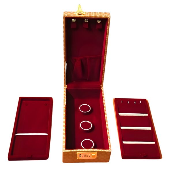 Luxurious Wooden Jewellery Box Organizer – Premium Velvet Gold Storage Case for Rings, Earrings, Bangles & Necklaces (12x6x4 Inch, Rich Brown)