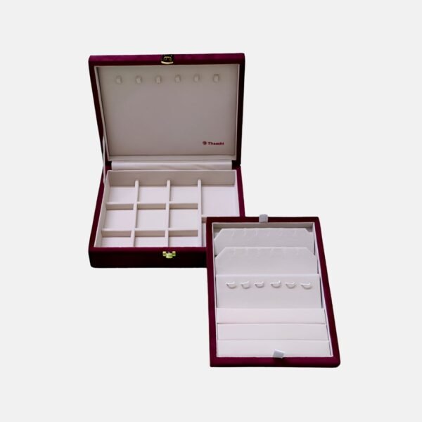 Elegant Velvet Jewellery Organizer Box Maroon