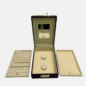 velvet wooden jewellery box with mirror and lock