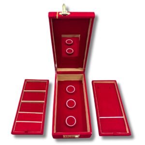 luxurious wooden jewellery box with number lock and mirror maroon