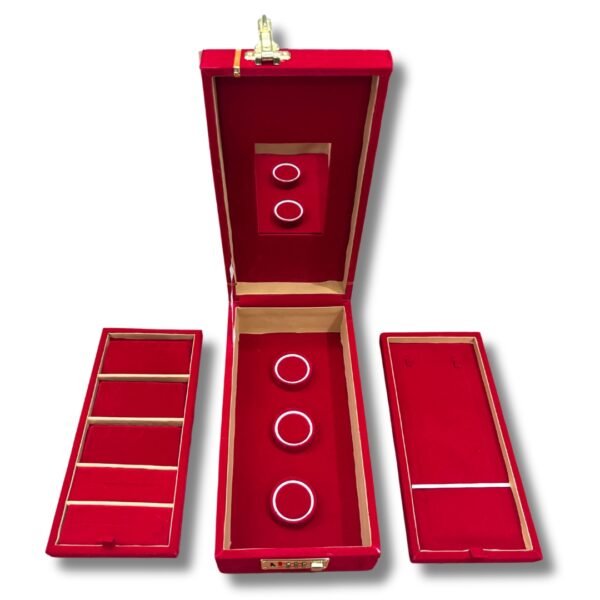 luxurious wooden jewellery box with number lock and mirror maroon