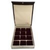 dark brown velvet earring jewellery organizer box with 12 compartments and magnetic closure